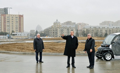 President Ilham Aliyev reviews progress of construction at Baku White City boulevard - PHOTOS